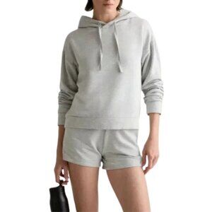 Quince Super Soft Fleece Pullover Hoodie Sweatshirt Heather Grey Size M